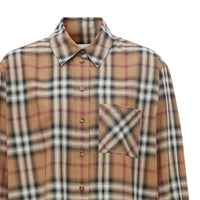 Chemise oversize en sergé de coton check ombré - Bouleau Brun