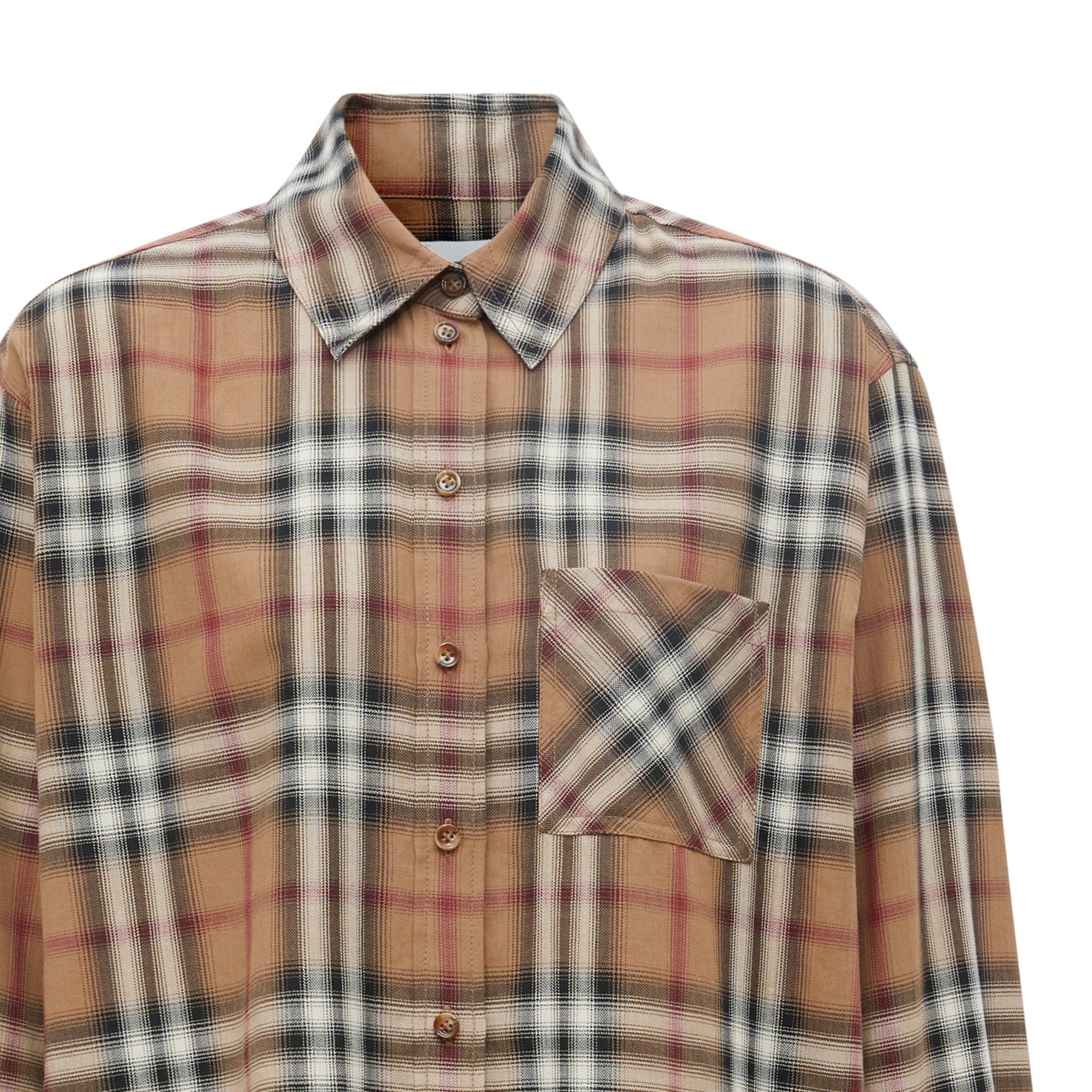 Chemise oversize en sergé de coton check ombré - Bouleau Brun