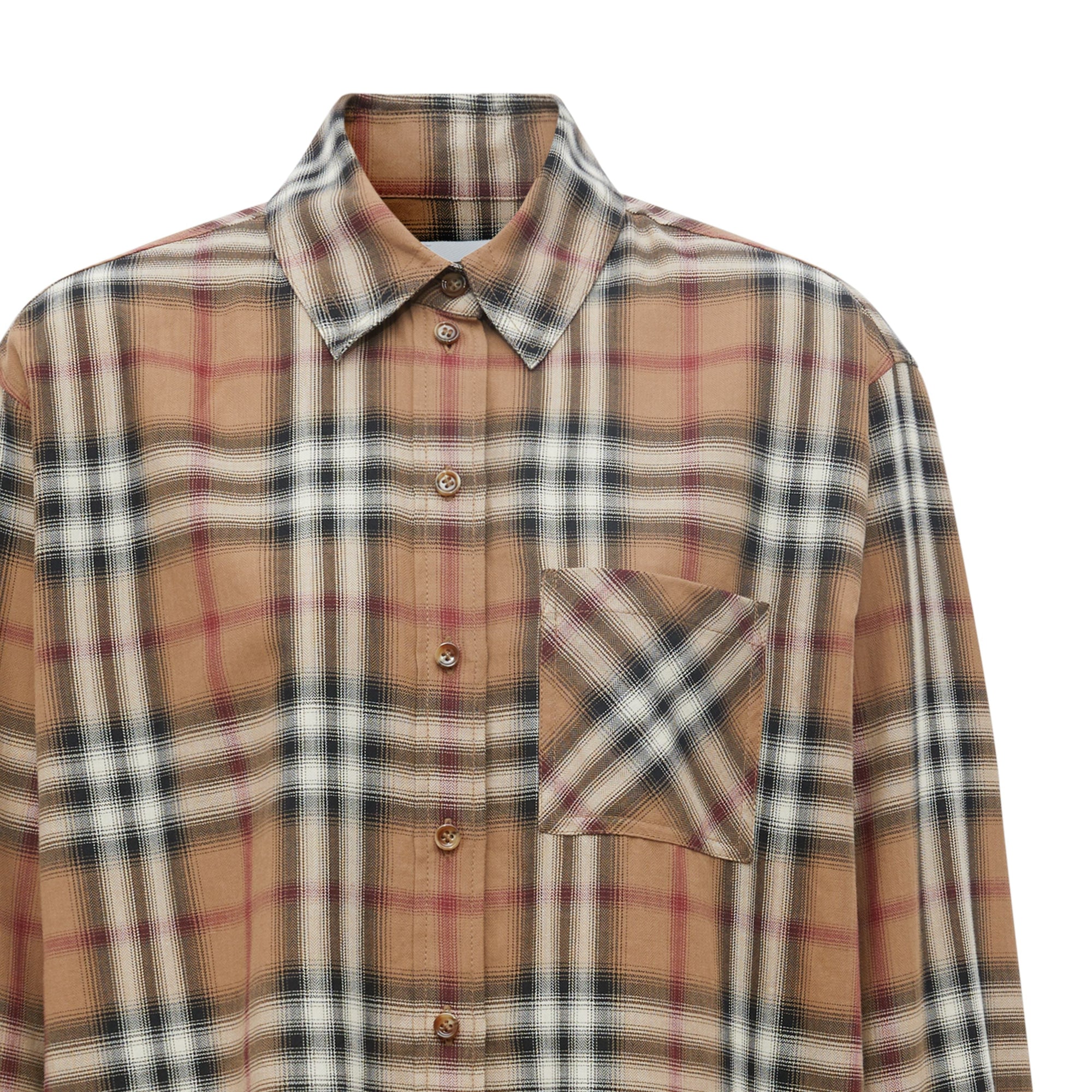 Chemise oversize en sergé de coton check ombré - Bouleau brun