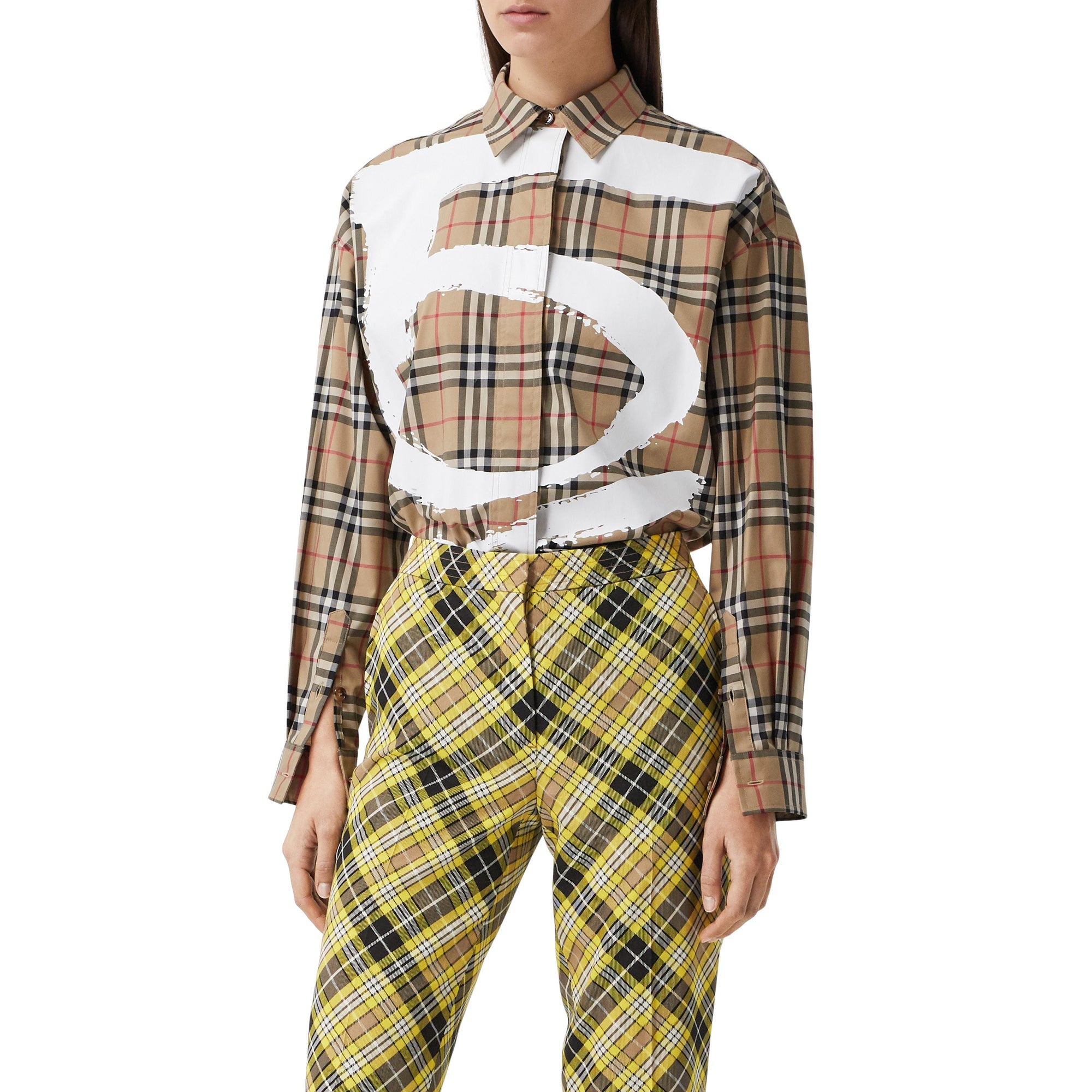 MARIGOLD YELLOW CHK Pantalon tailleur 7/8 en laine technique check