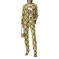 MARIGOLD YELLOW CHK Pantalon tailleur 7/8 en laine technique check