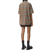 Chemise de bowling en sergé de coton check ombré - Bouleau brun