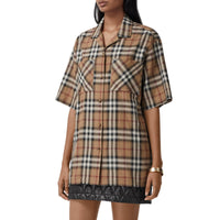Chemise de bowling en sergé de coton check ombré - Bouleau brun