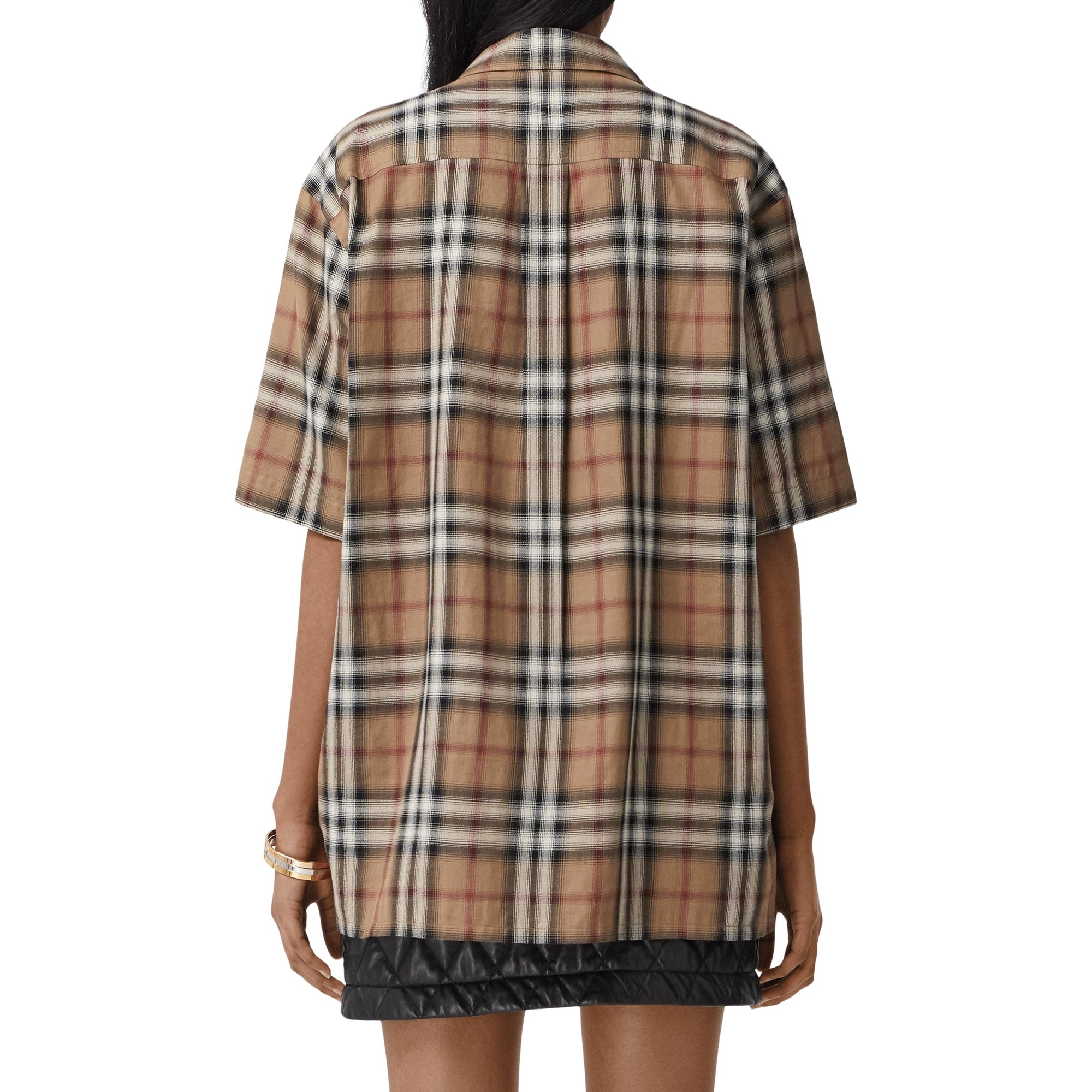 Chemise de bowling en sergé de coton check ombré - Bouleau Brun
