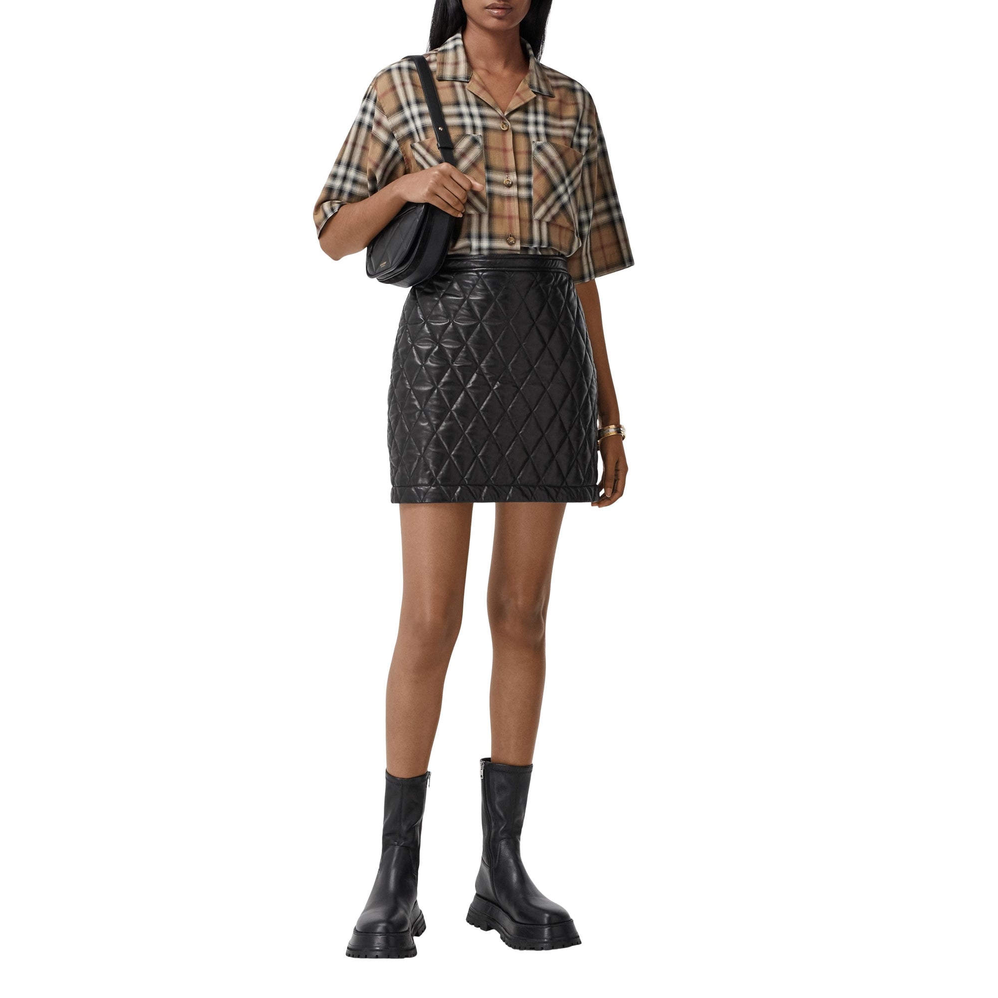 Chemise de bowling en sergé de coton check ombré - Bouleau Brun