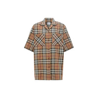 Chemise de bowling en sergé de coton check ombré - Bouleau Brun