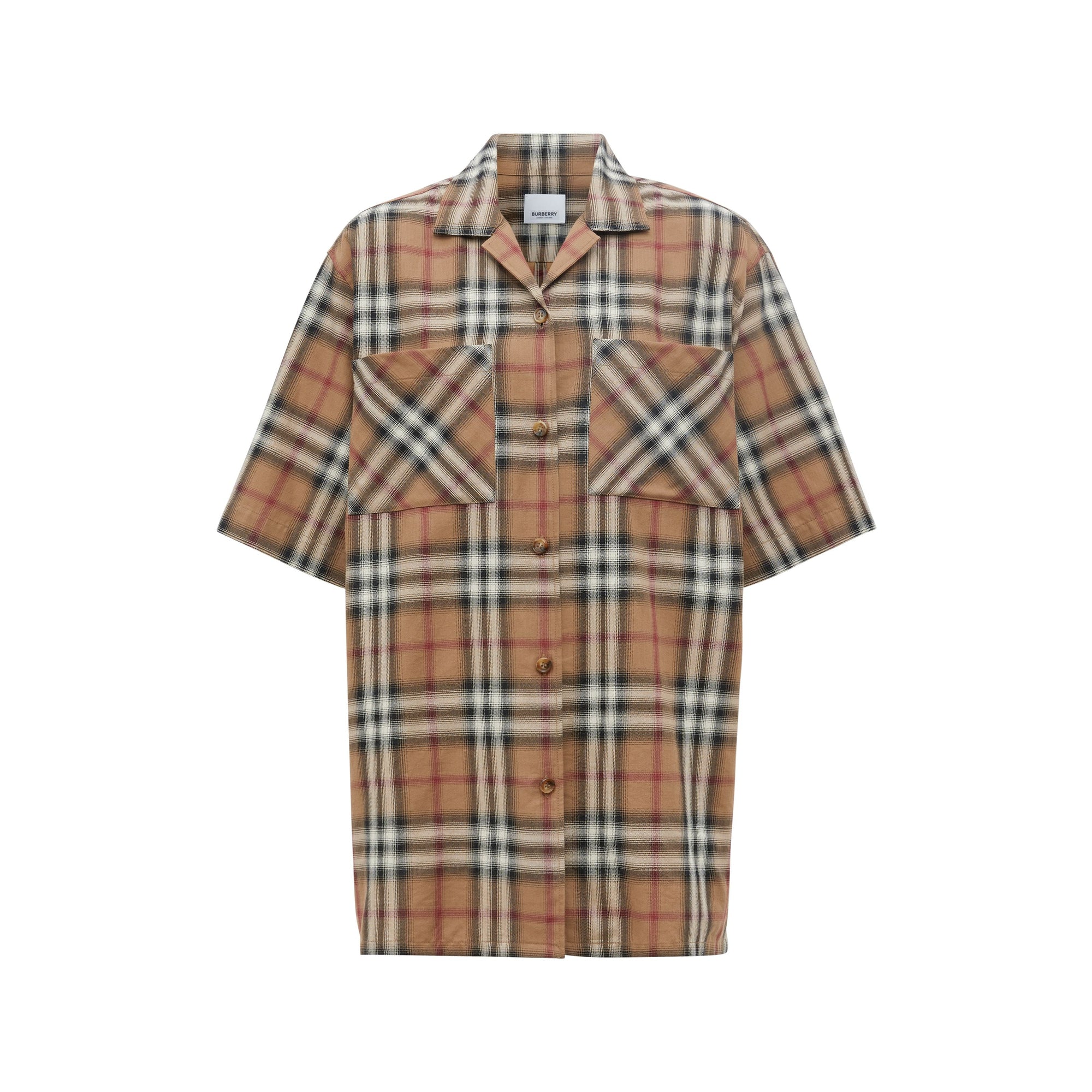 BIRCH BROWN IP CHK Chemise de bowling en sergé de coton check ombré