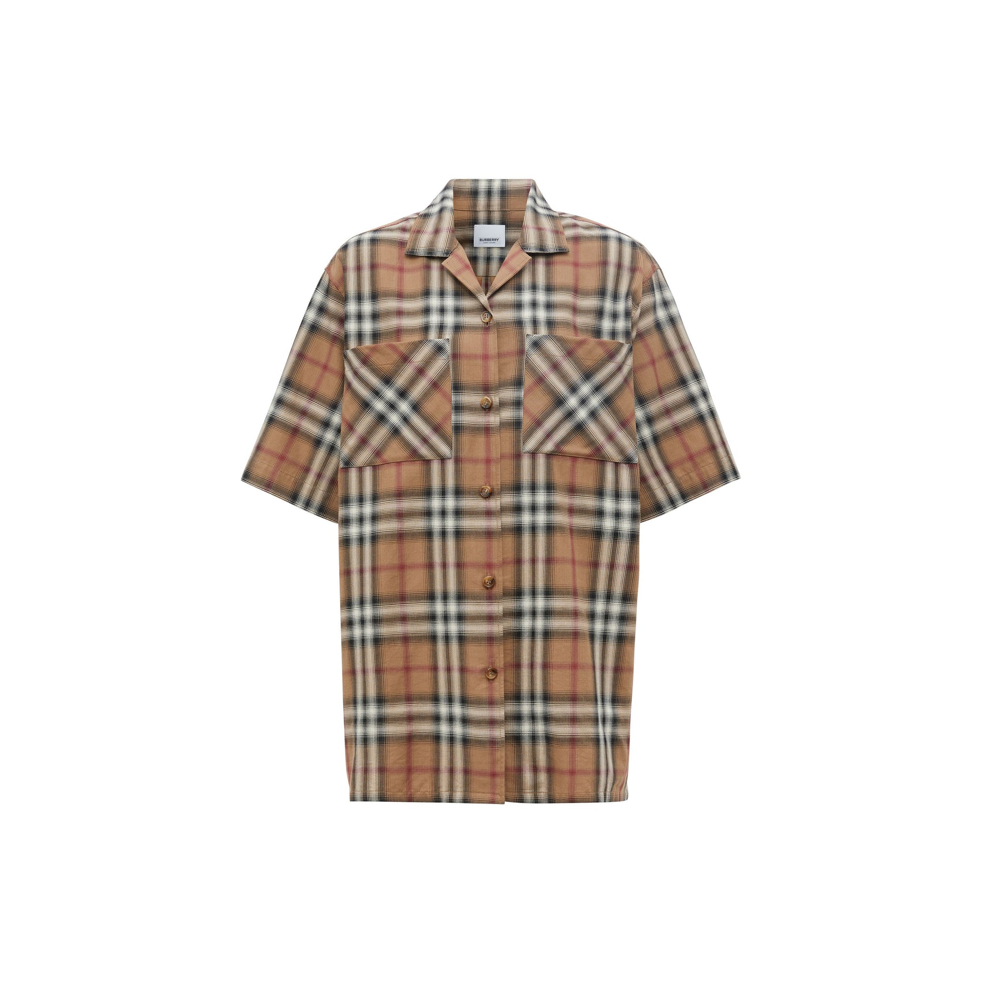 Chemise de bowling en sergé de coton check ombré - Bouleau brun