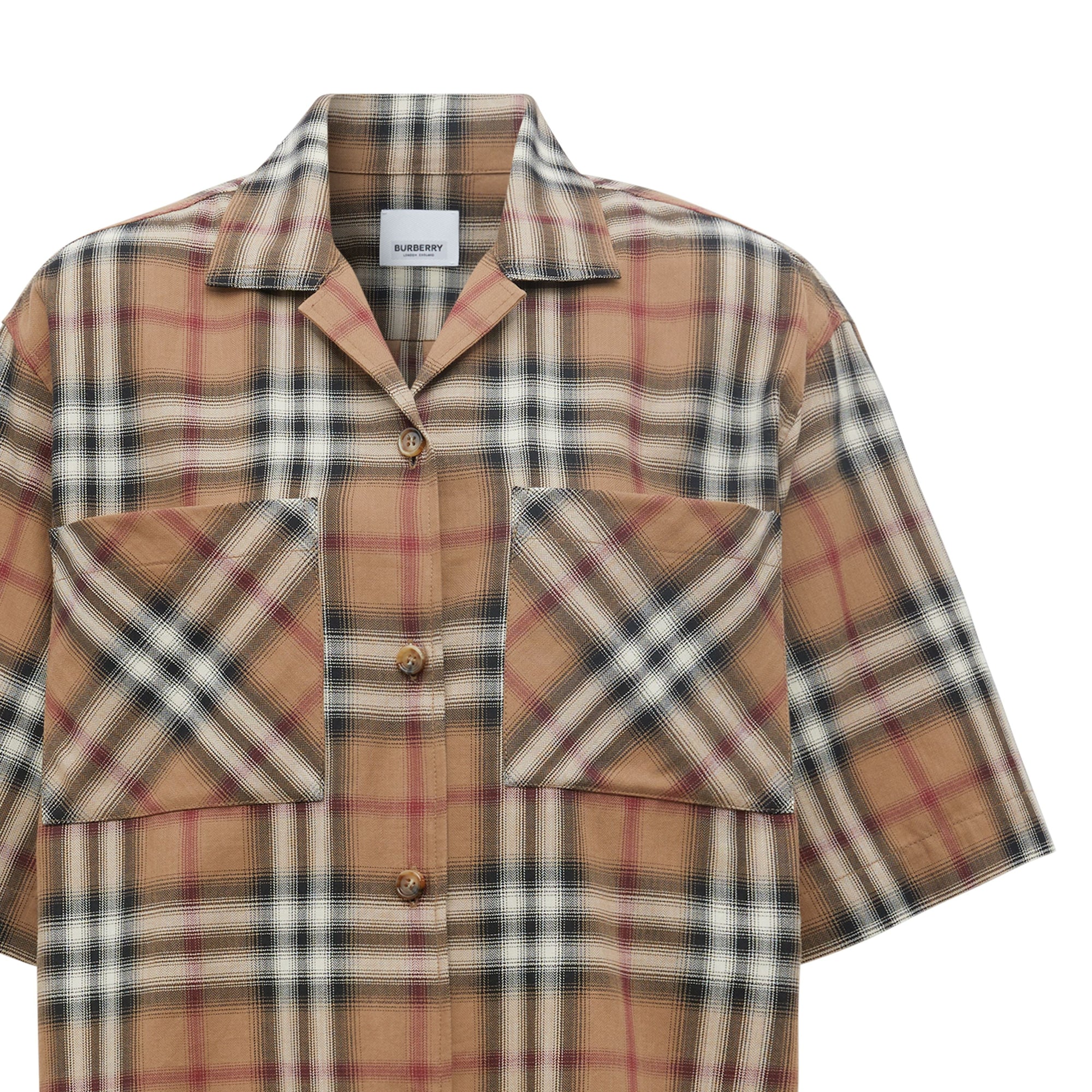 BIRCH BROWN IP CHK Chemise de bowling en sergé de coton check ombré