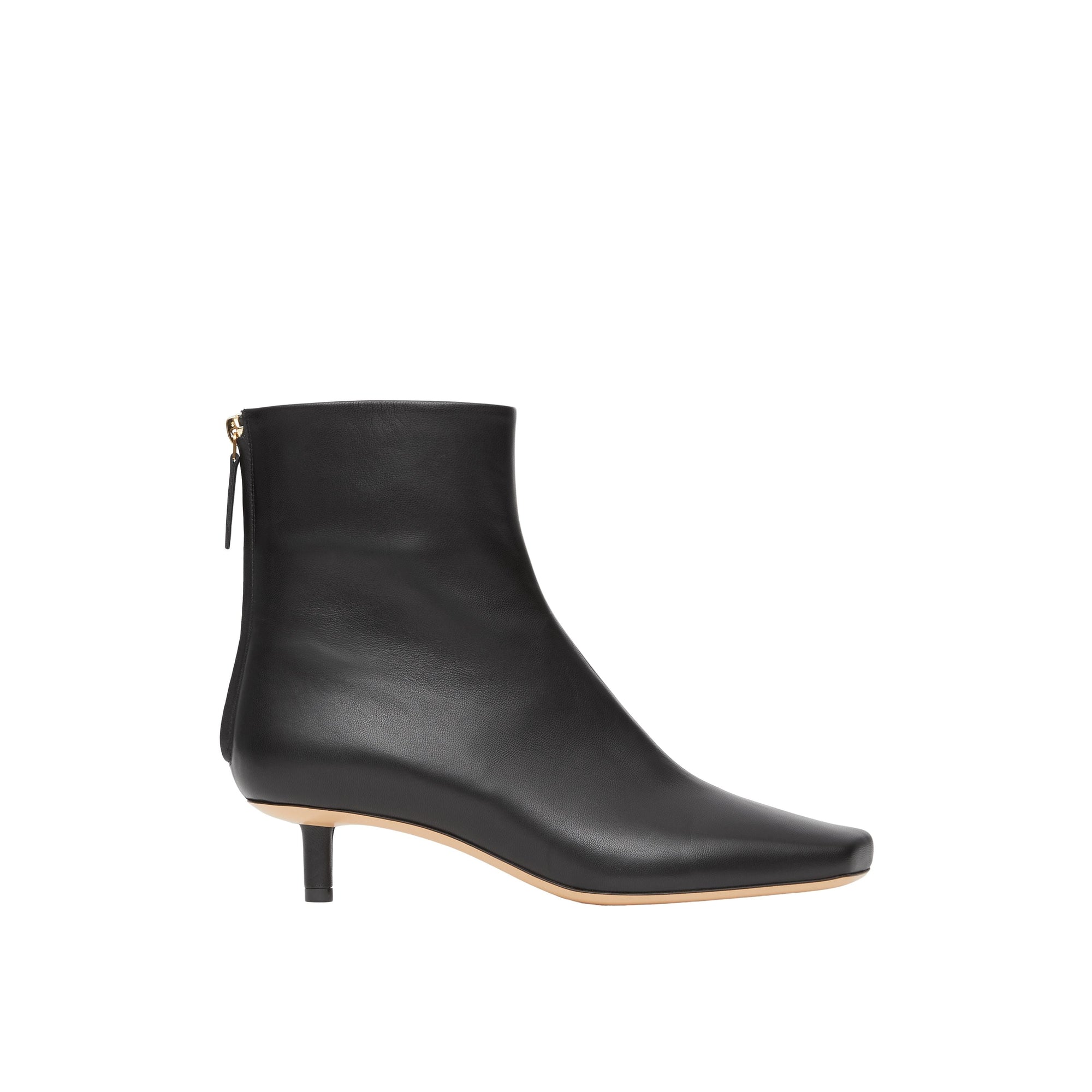 BLACK Bottines sculpturales à talon kitten heel en cuir d'agneau
