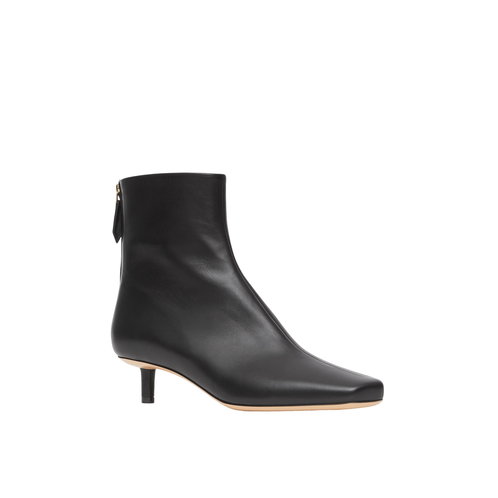 BLACK Bottines sculpturales à talon kitten heel en cuir d'agneau