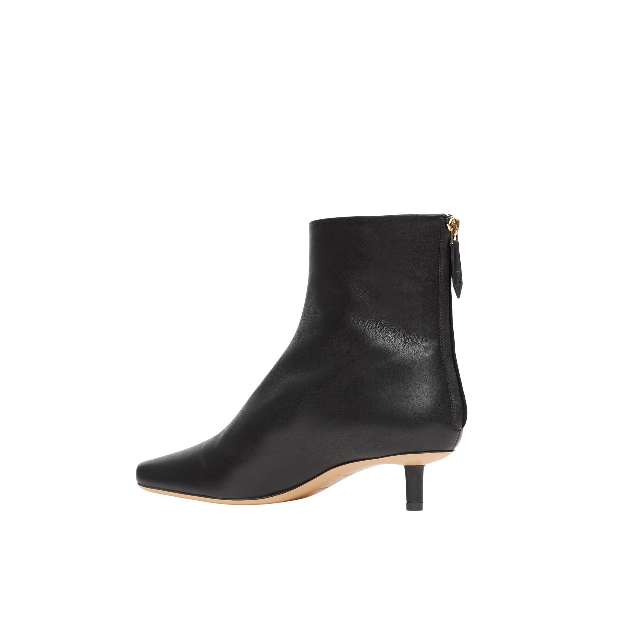 BLACK Bottines sculpturales à talon kitten heel en cuir d'agneau
