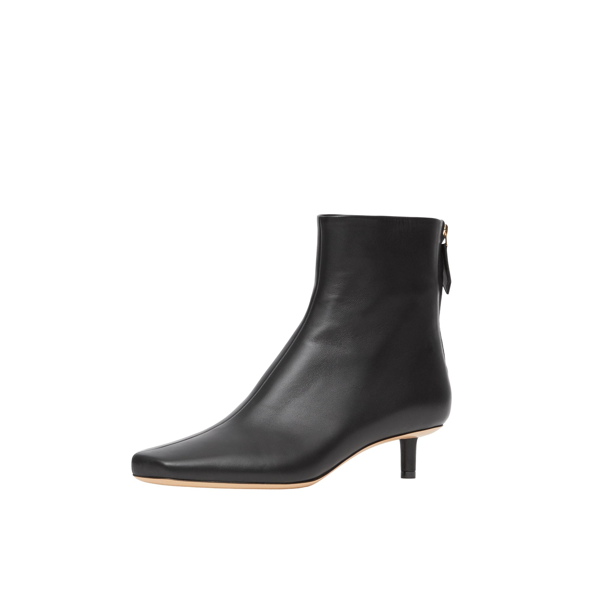 BLACK Bottines sculpturales à talon kitten heel en cuir d'agneau