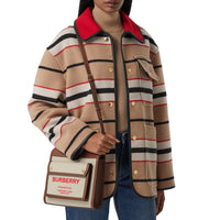 Mini sac Pocket en toile et cuir bicolore - Naturel & Hâle