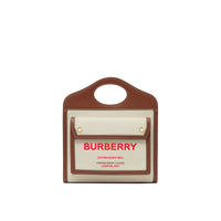 NATURAL/TAN/FIERYRED Mini sac Pocket en toile et cuir bicolore