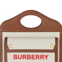 Mini sac Pocket en toile et cuir bicolore - Naturel & Hâle