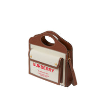 NATURAL/TAN/FIERYRED Mini sac Pocket en toile et cuir bicolore