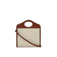 Mini sac Pocket en toile et cuir bicolore - Naturel & Hâle