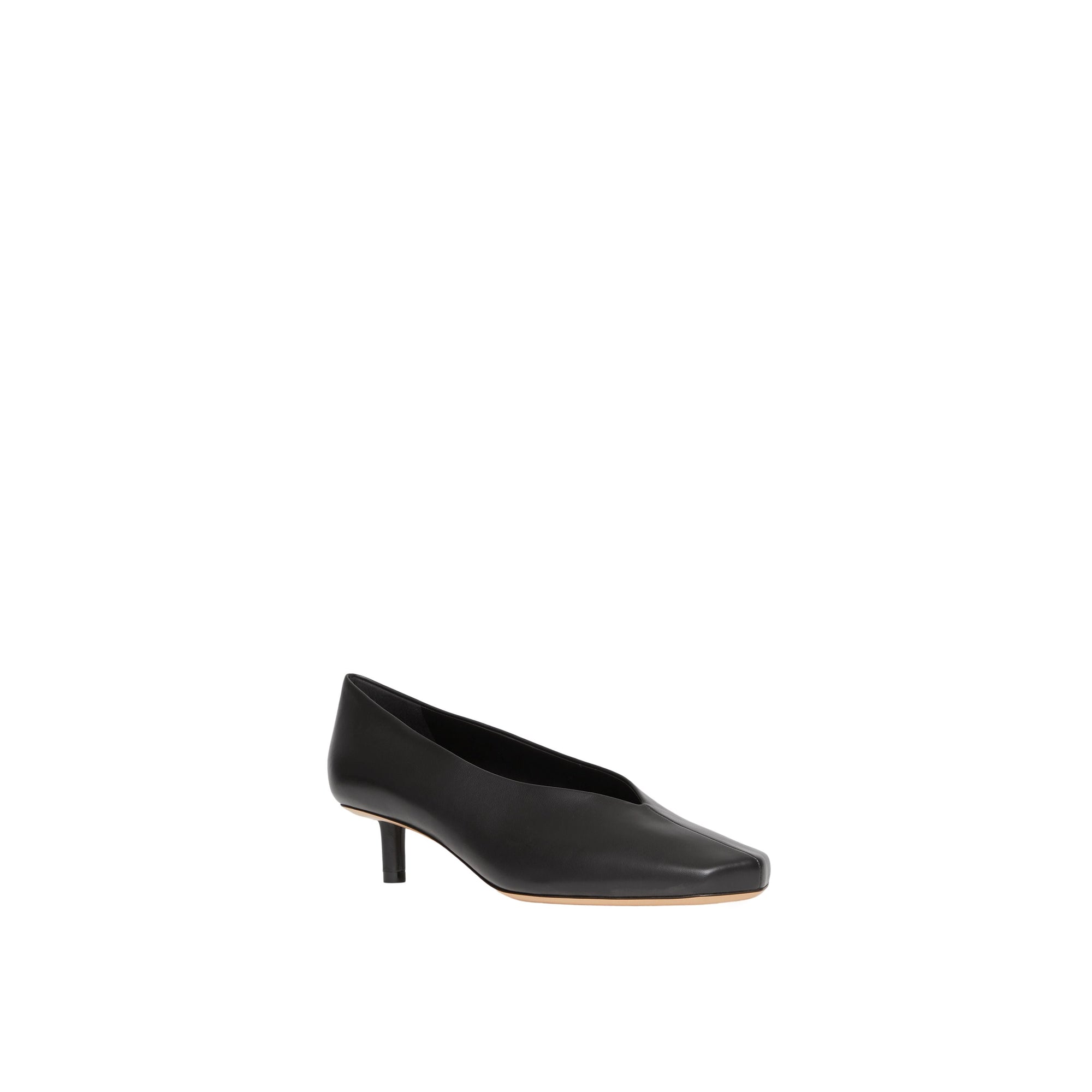BLACK Escarpins sculpturaux à talon kitten heel en cuir d'agneau