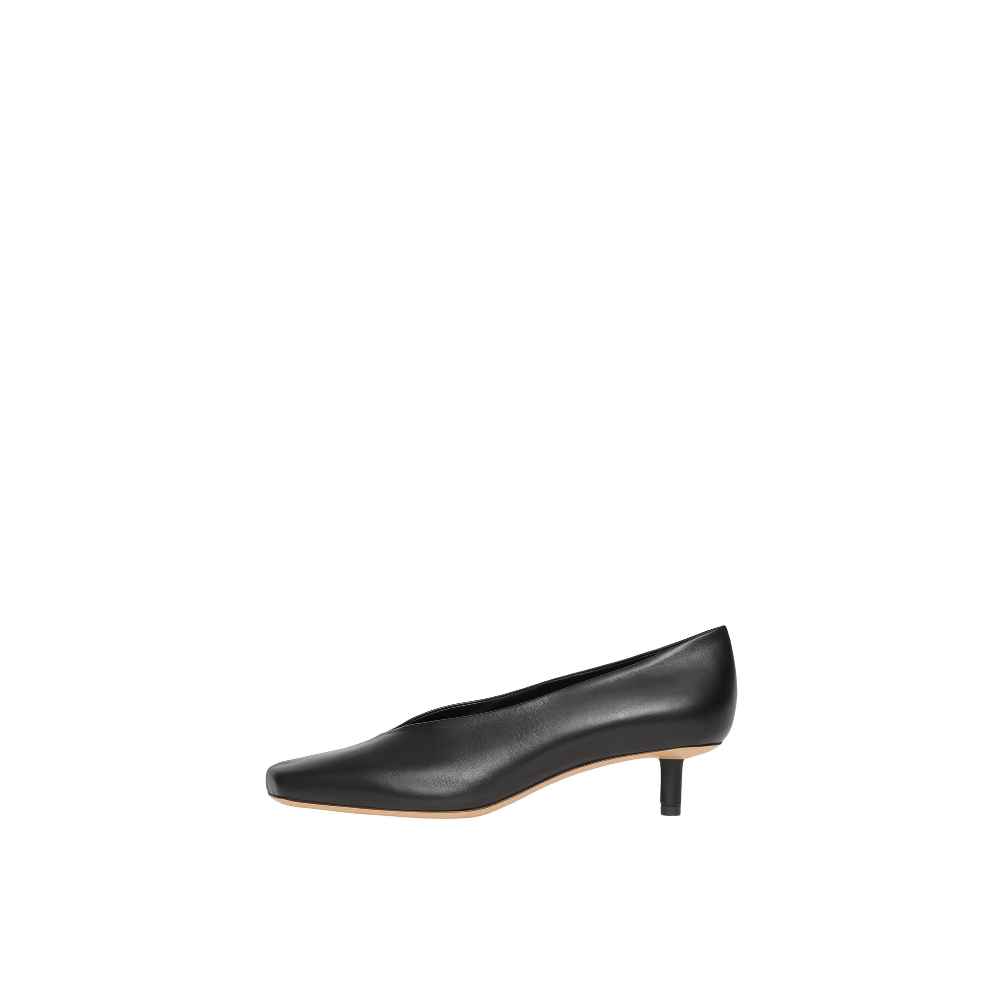 BLACK Escarpins sculpturaux à talon kitten heel en cuir d'agneau