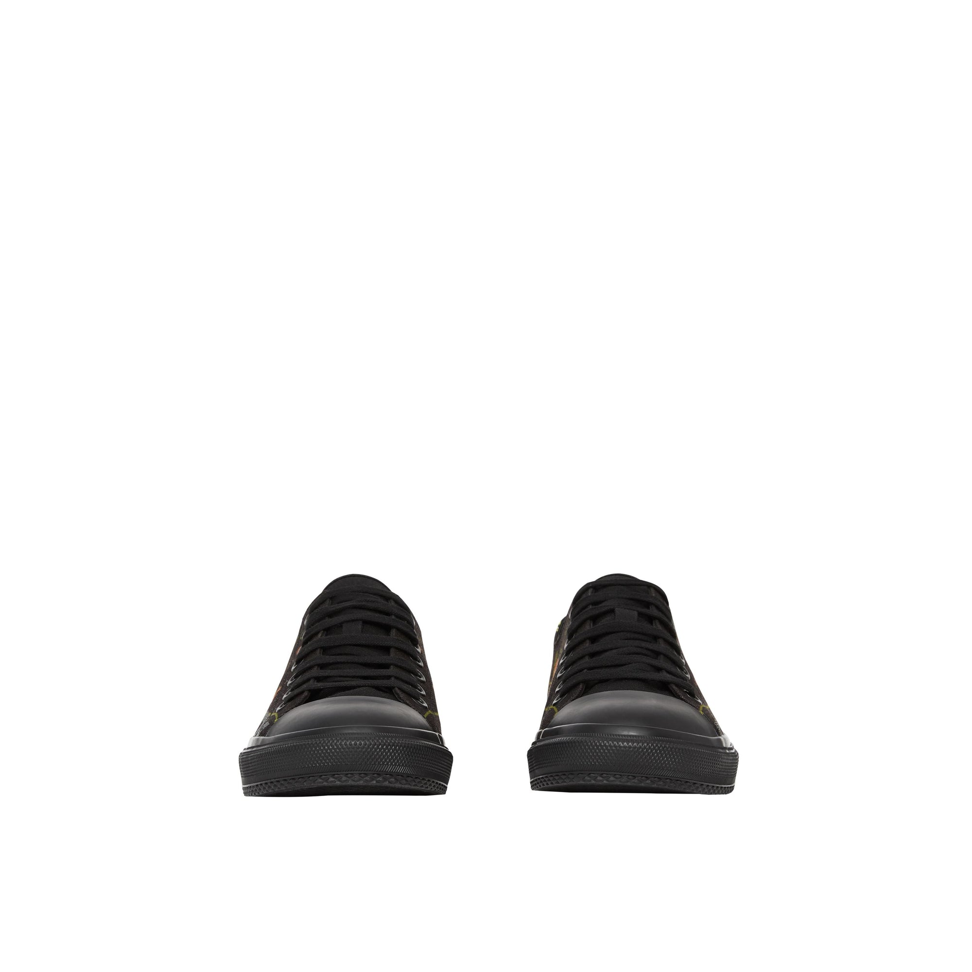 BLACK Sneakers en toile de coton à imprimé roses
