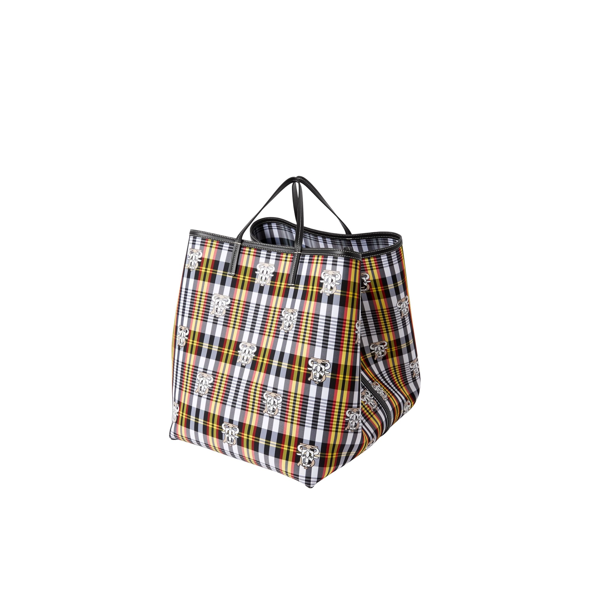 BLACK Cabas de plage extra-large en nylon check Monogram