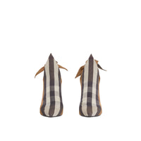BIRCH BROWN CHECK Mules à bout pointu en coton technique check avec nœud