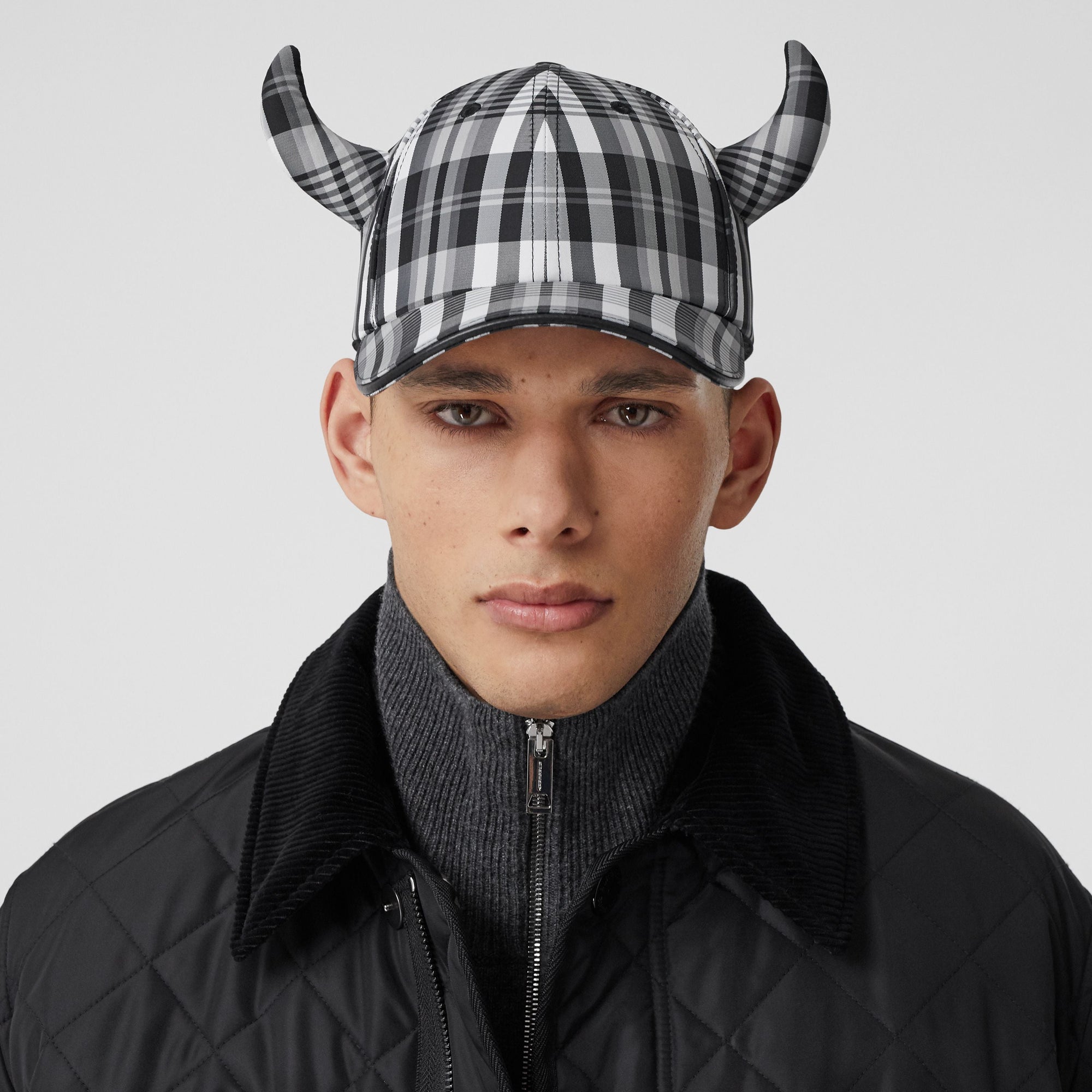 GREY Casquette de baseball Buffle en nylon check avec logo brodé