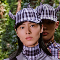 GREY Casquette de baseball Buffle en nylon check avec logo brodé