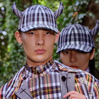GREY Casquette de baseball Buffle en nylon check avec logo brodé