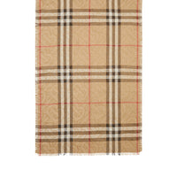 ARCHIVE BEIGE Écharpe légère en soie et laine check métallisée Monogram