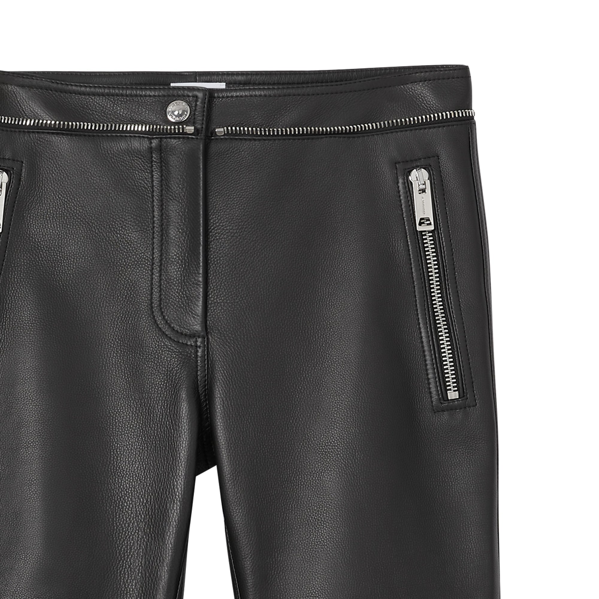 BLACK Pantalon en cuir contrecollé façon biker avec logo appliqué