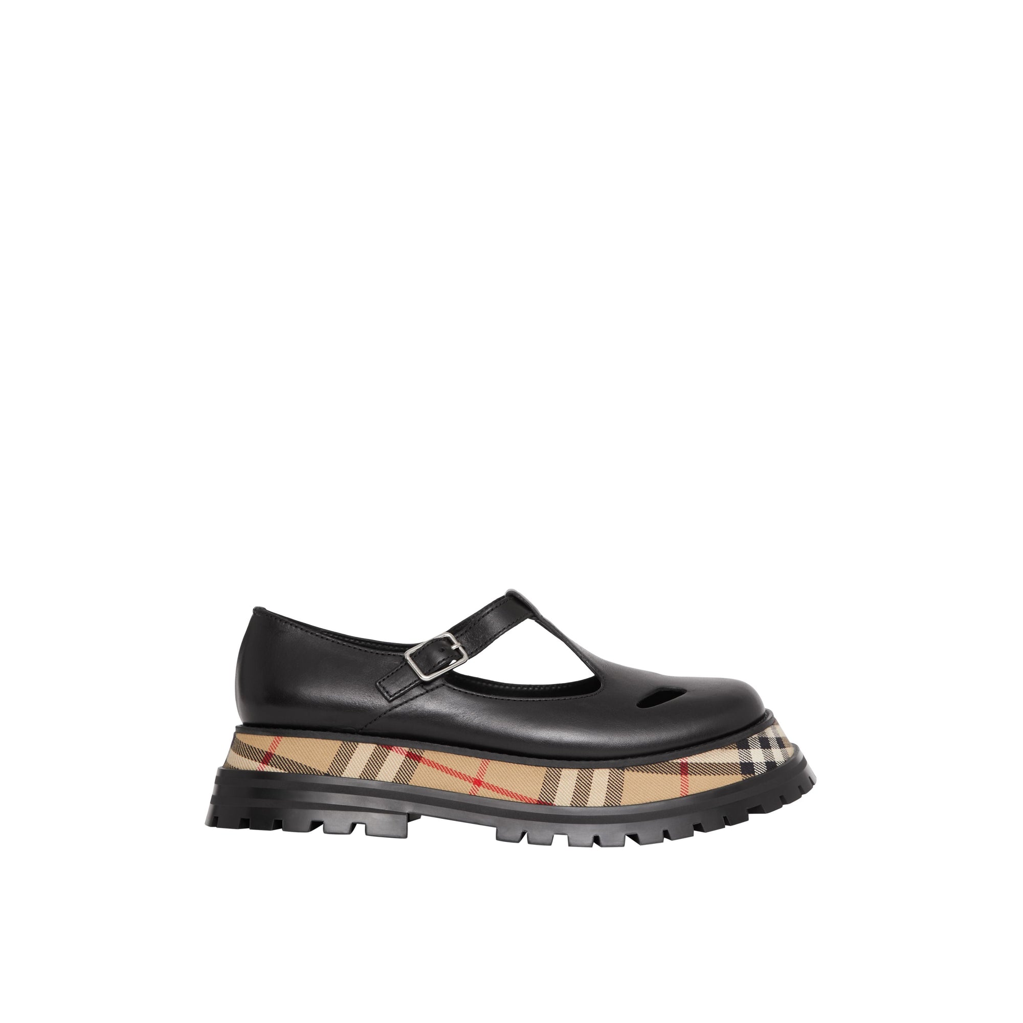 BLACK/CHK Salomés en cuir avec Vintage check