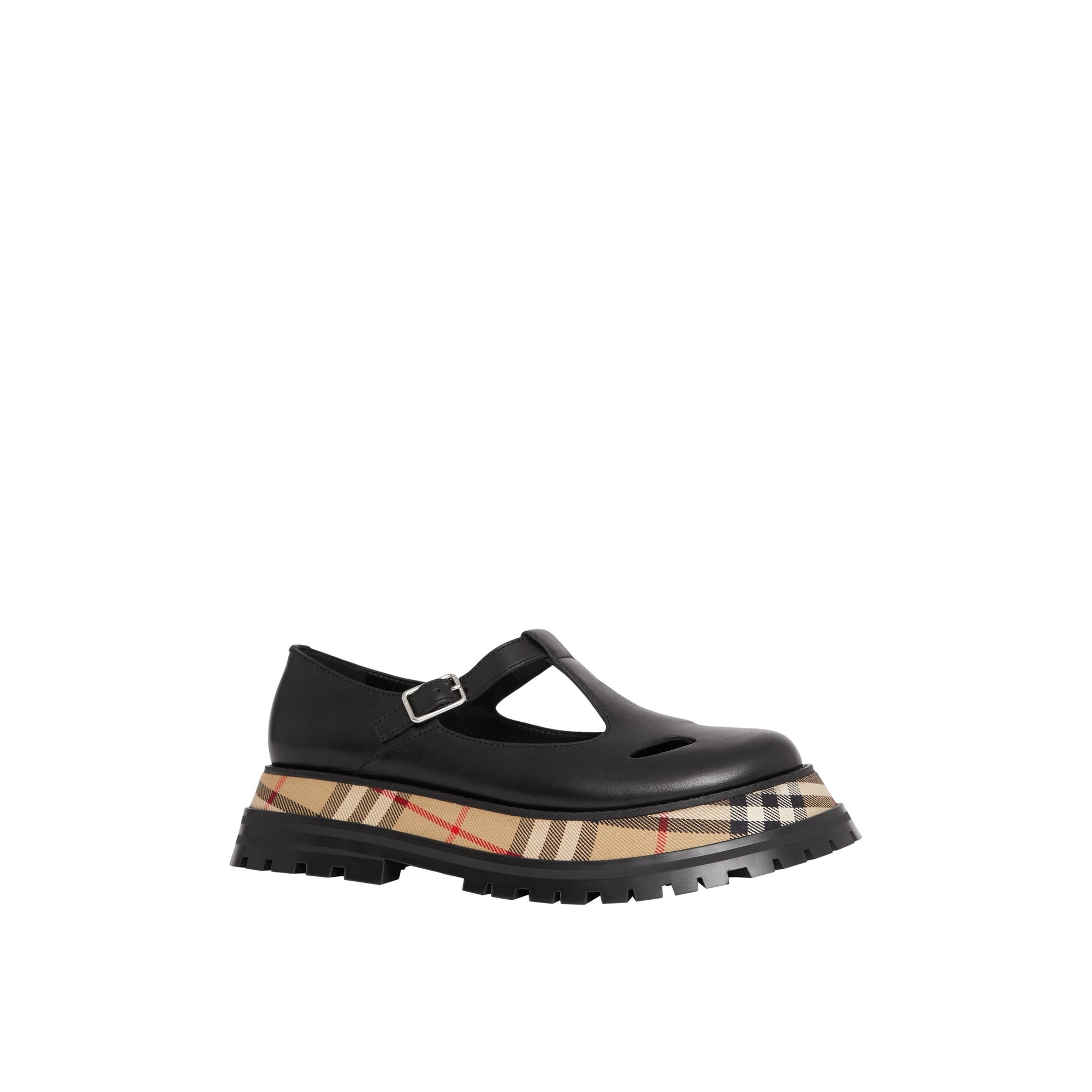 BLACK/CHK Salomés en cuir avec Vintage check