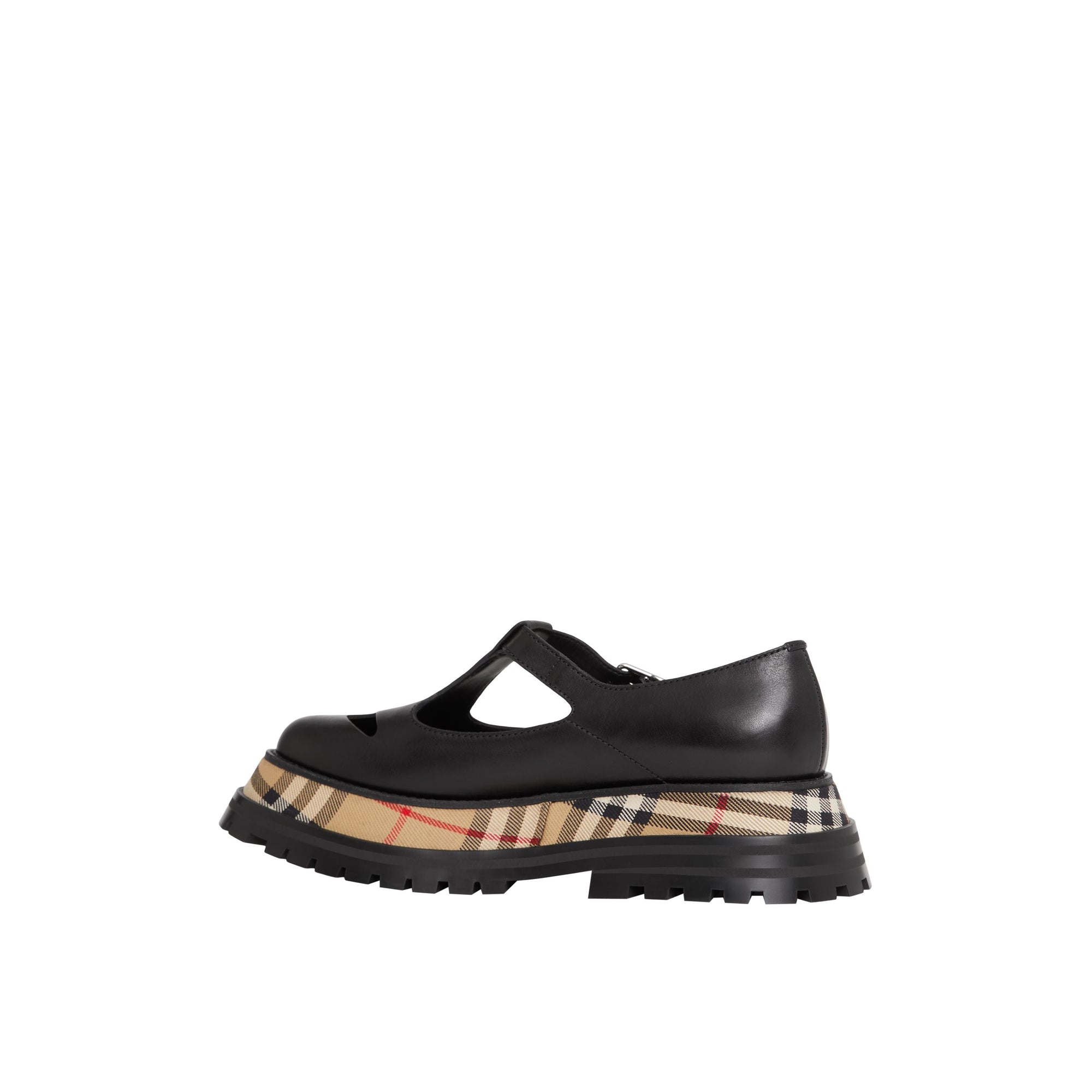 BLACK/CHK Salomés en cuir avec Vintage check