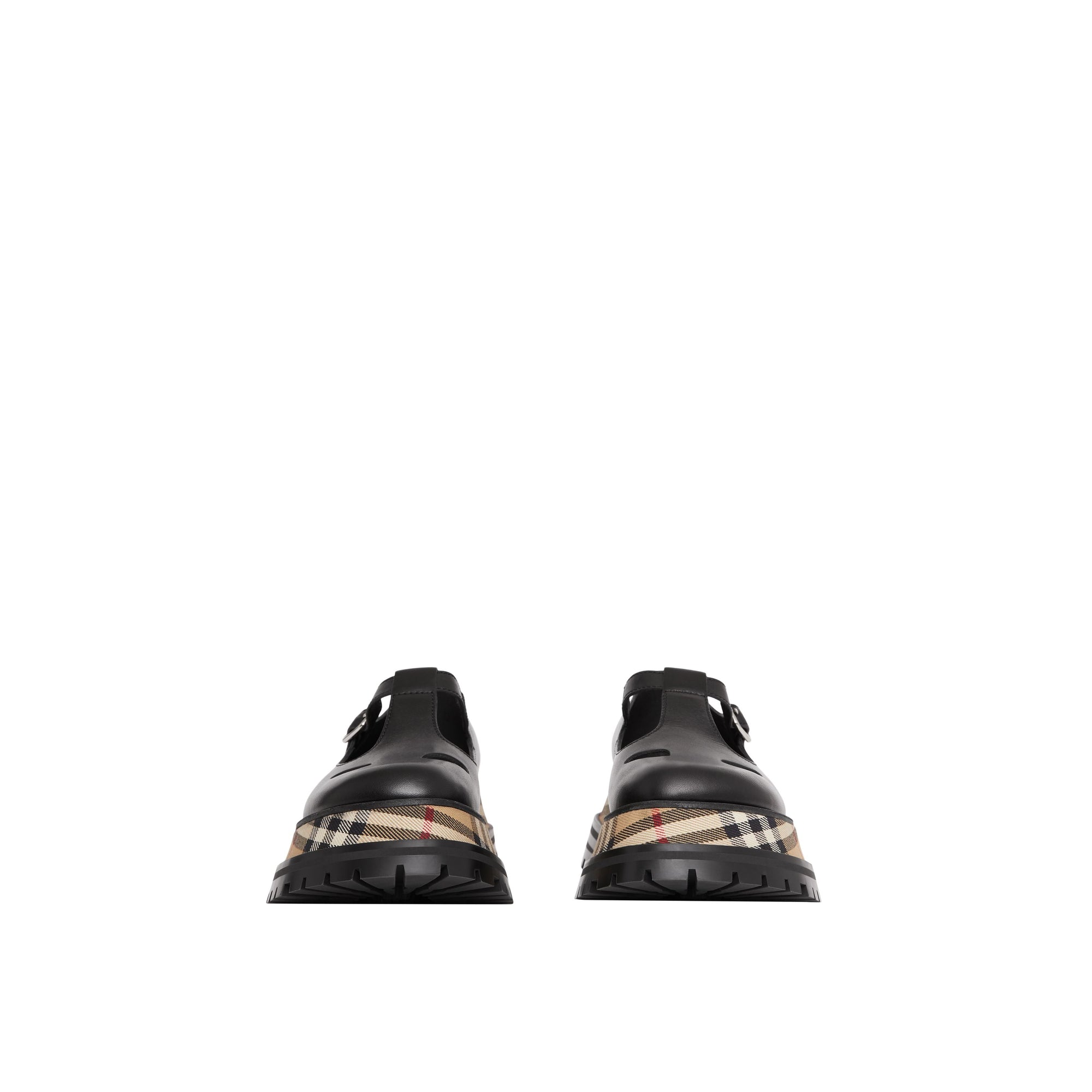 BLACK/CHK Salomés en cuir avec Vintage check