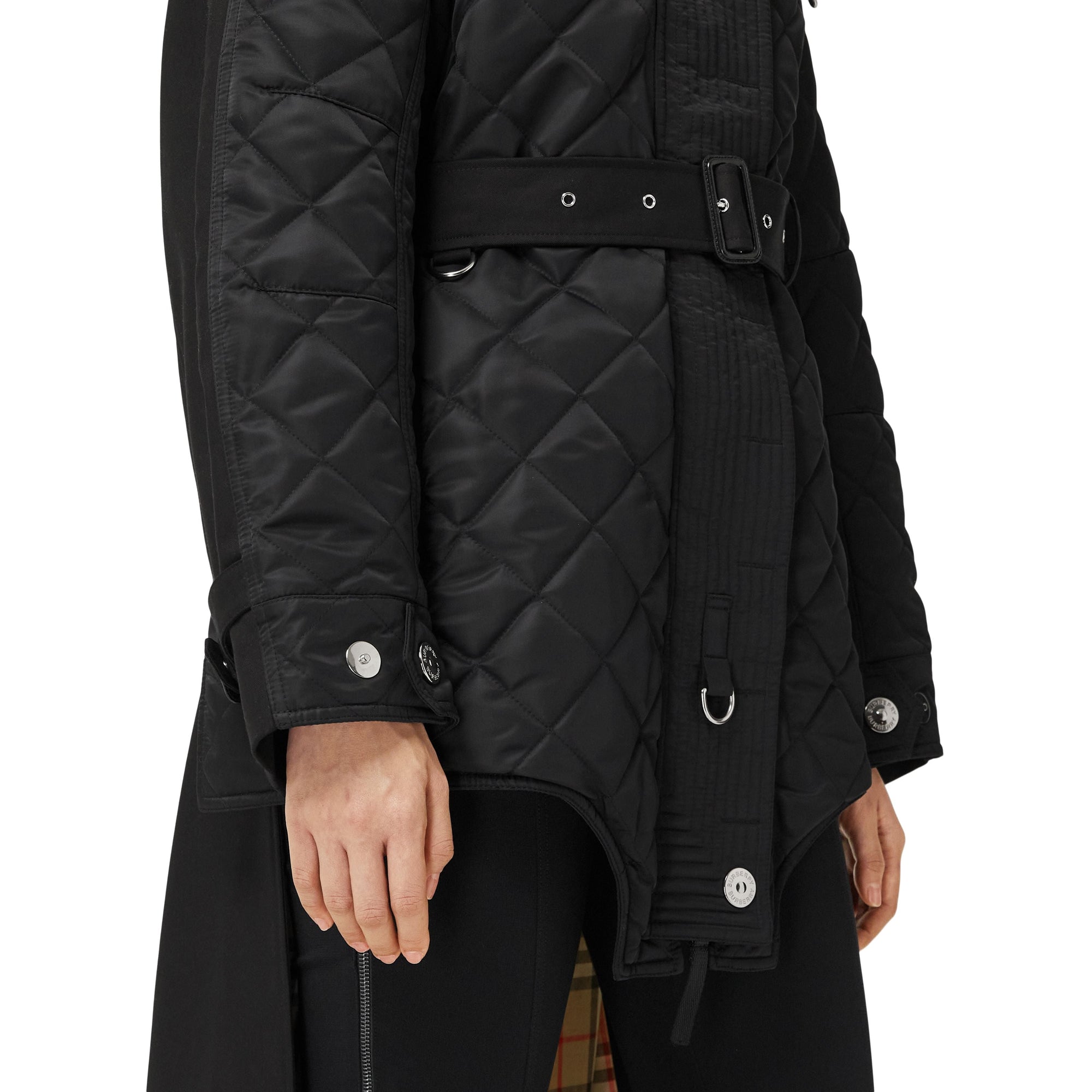 BLACK/BLACK Manteau matelassé en nylon et coton avec capuche amovible