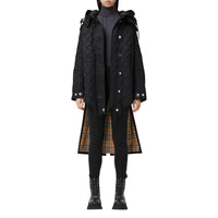 BLACK/BLACK Manteau matelassé en nylon et coton avec capuche amovible