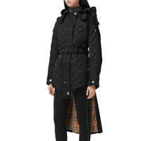 BLACK/BLACK Manteau matelassé en nylon et coton avec capuche amovible