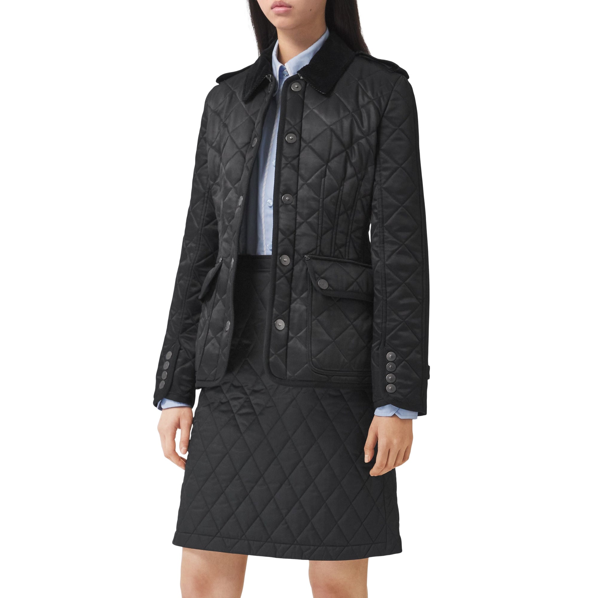 BLACK/BLACK Veste matelassée avec panneau en gabardine de coton