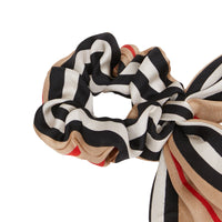 ARCHIVE BEIGE Chouchou foulard en sergé de soie à rayures iconiques