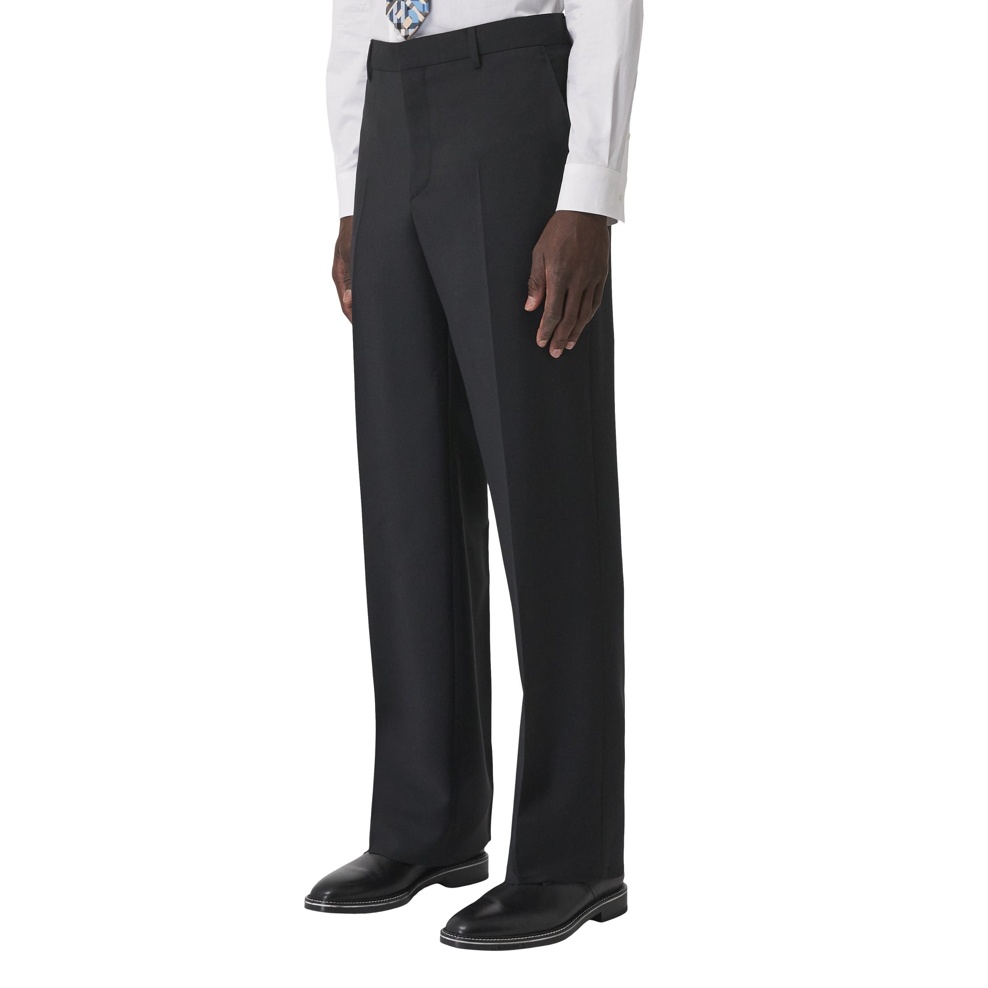 BLACK Pantalon de costume ample en mohair et laine