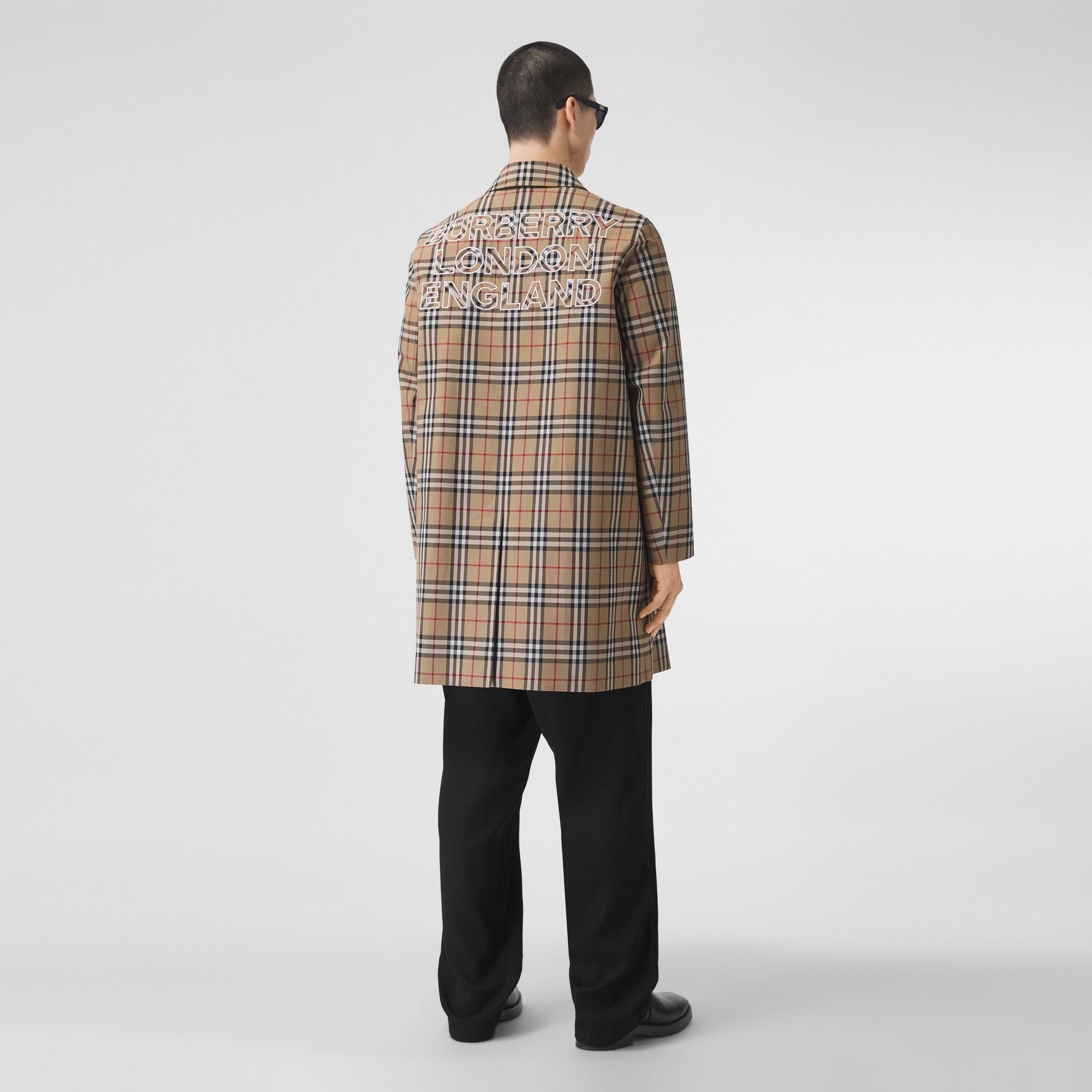 ARCHIVE BEIGE Paletot en coton Vintage check avec logo appliqué – Édition limitée