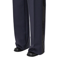 DARK NAVY Pantalon ample en mohair et laine avec bandes latérales