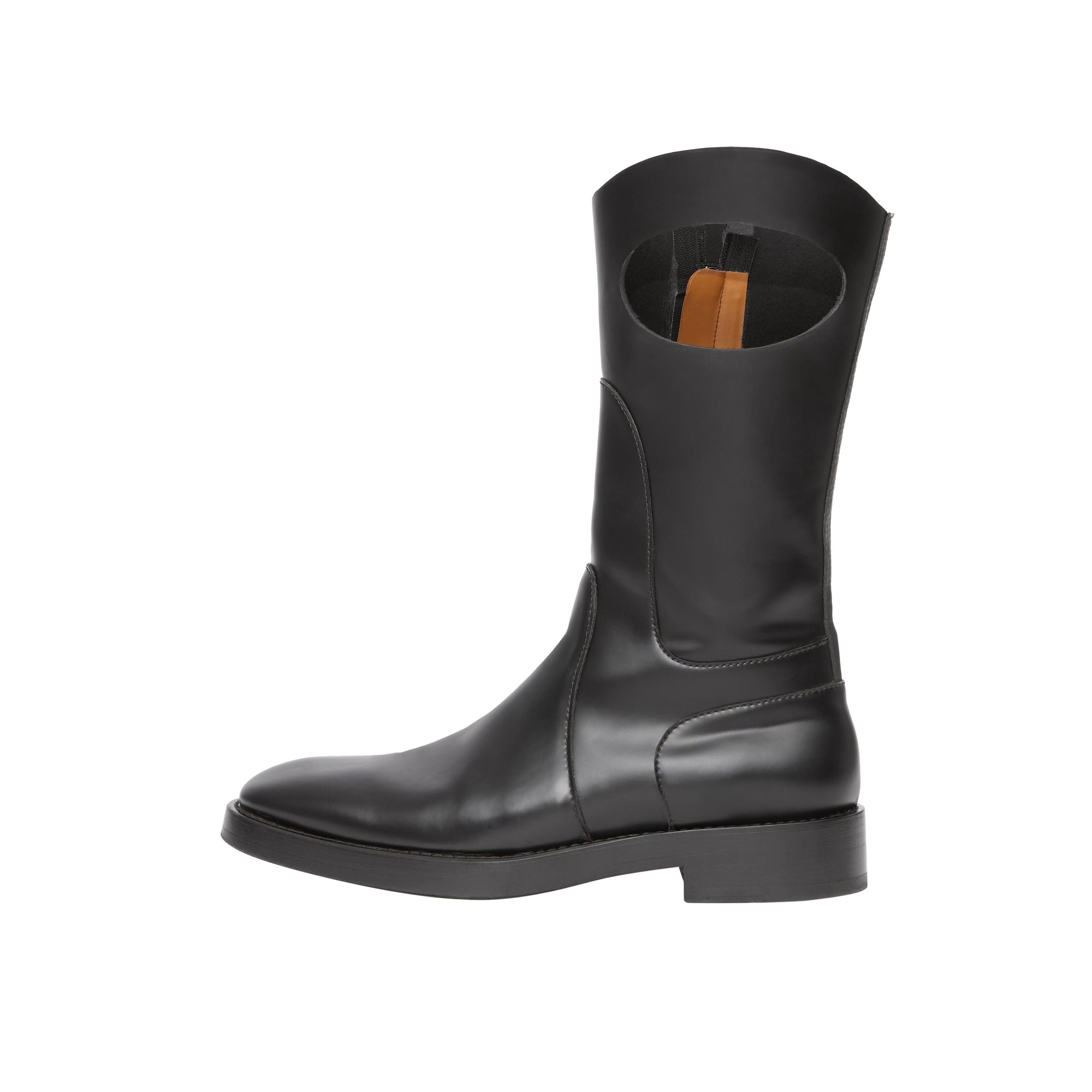 BLACK Bottes en cuir avec détail hublot