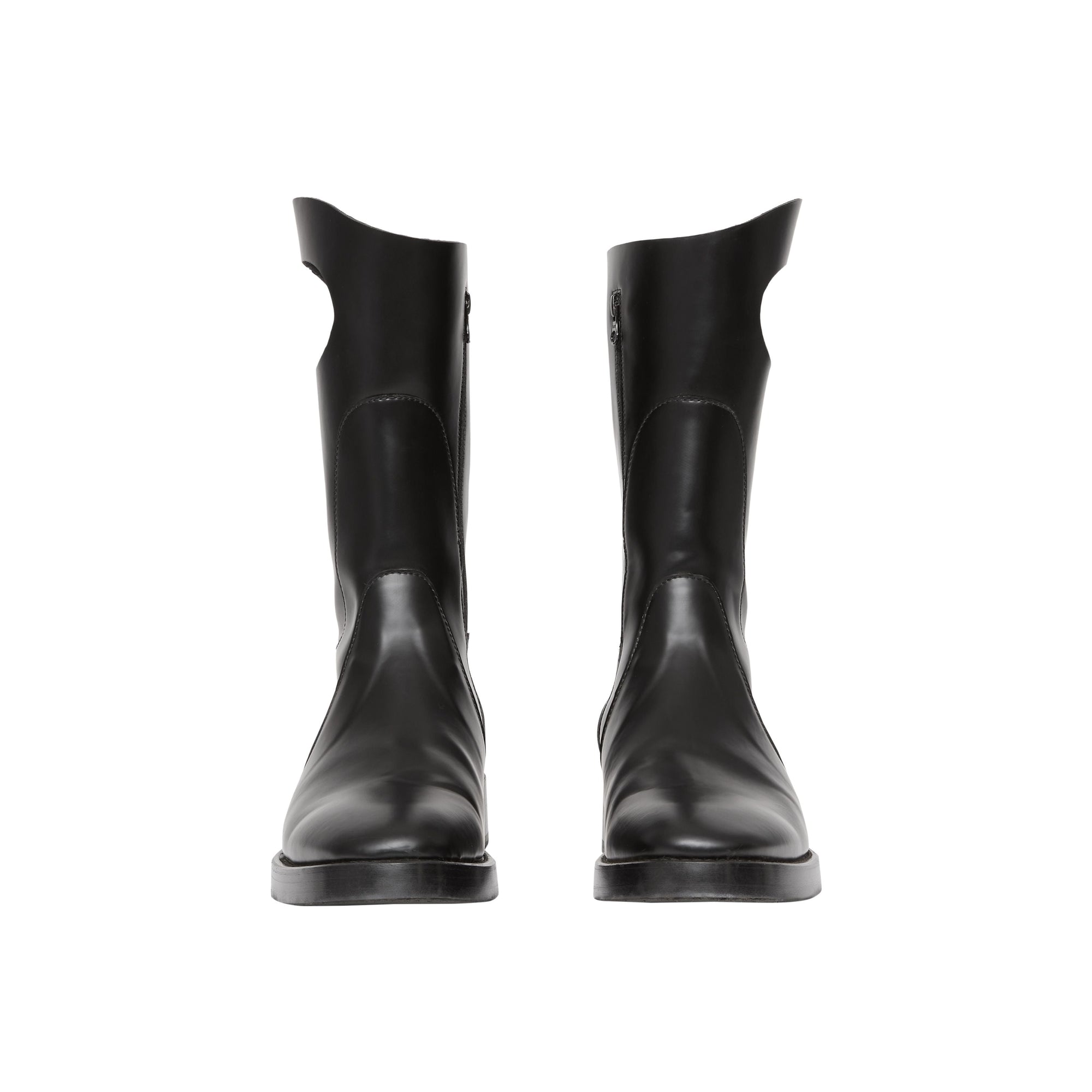 BLACK Bottes en cuir avec détail hublot