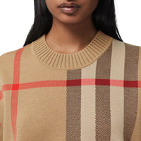 Pull en jacquard de laine technique check - Beige d'Archive
