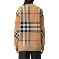 Pull en jacquard de laine technique check - Beige d'Archive