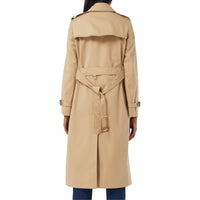 Trench-coat en gabardine de coton bordé de cuir - Miel