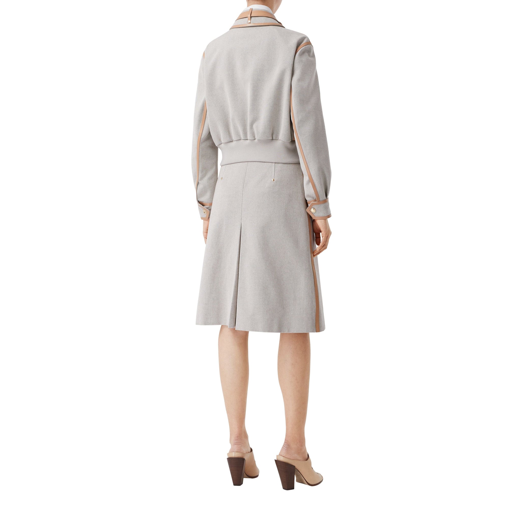 Blouson en toile de coton avec détails en cuir - Camaïeu de Fauve Doux